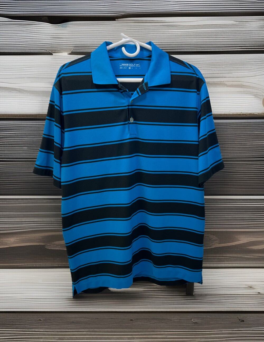 Nike Golf Men’s Dri-Fit Short Sleeve Polo Shirt Blue/Black Stripe Size M